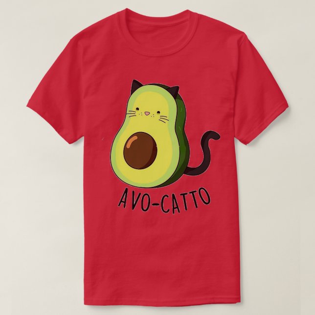 Avocado Cat AvoCatto Animal Pun T-Shirt (Design Front)