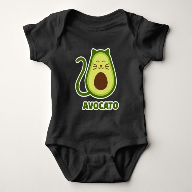 Avocado cat baby bodysuit (Front)