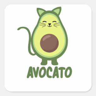 Avocado Cat Funny Food Kitten Avocato Square Sticker