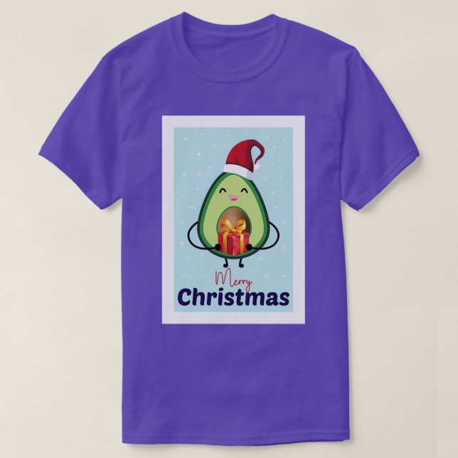 Avocado Celebrating Christmas Merry Xmas T-Shirt (Design Front)