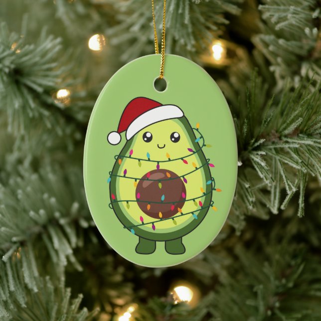 Avocado Christmas Lights Funny Avocados Adult Clot Ceramic Tree Decoration (Tree)