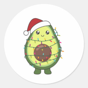 Avocado Christmas Lights Funny Avocados Classic Round Sticker