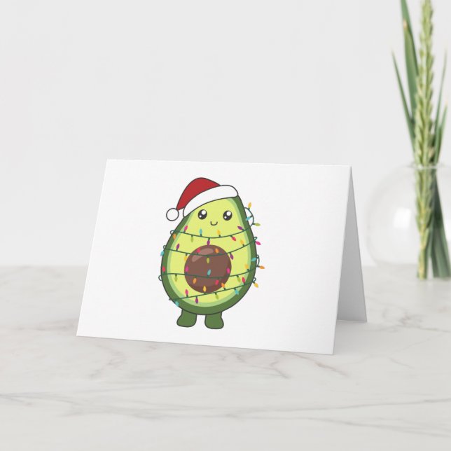 Avocado Christmas Lights Funny Avocados Holiday Card (Front)