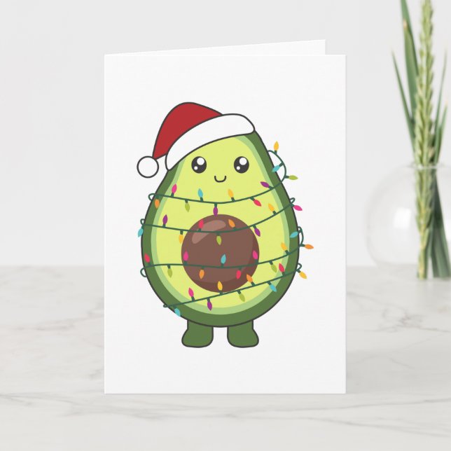 Avocado Christmas Lights Funny Avocados Holiday Card (Front)