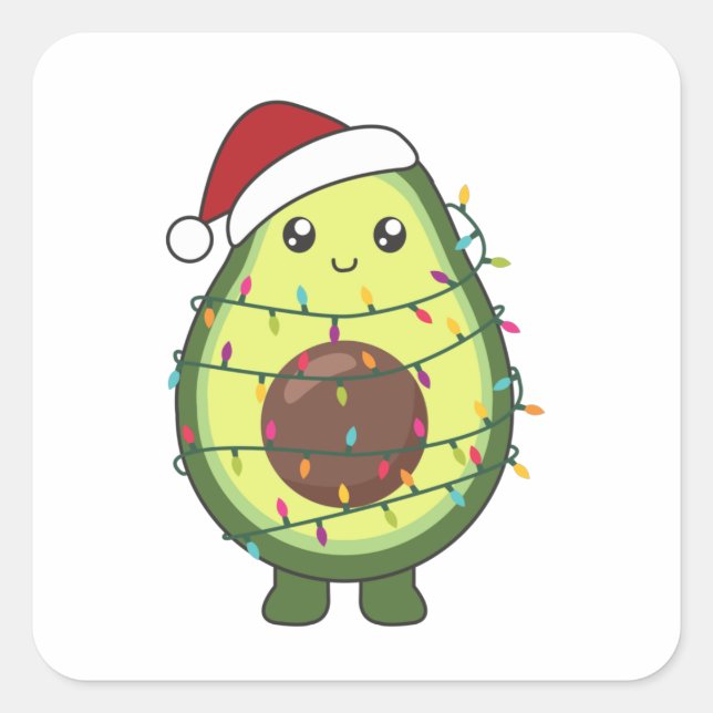 Avocado Christmas Lights Funny Avocados Square Sticker (Front)