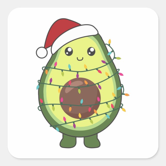 Avocado Christmas Lights Funny Avocados Square Sticker (Front)