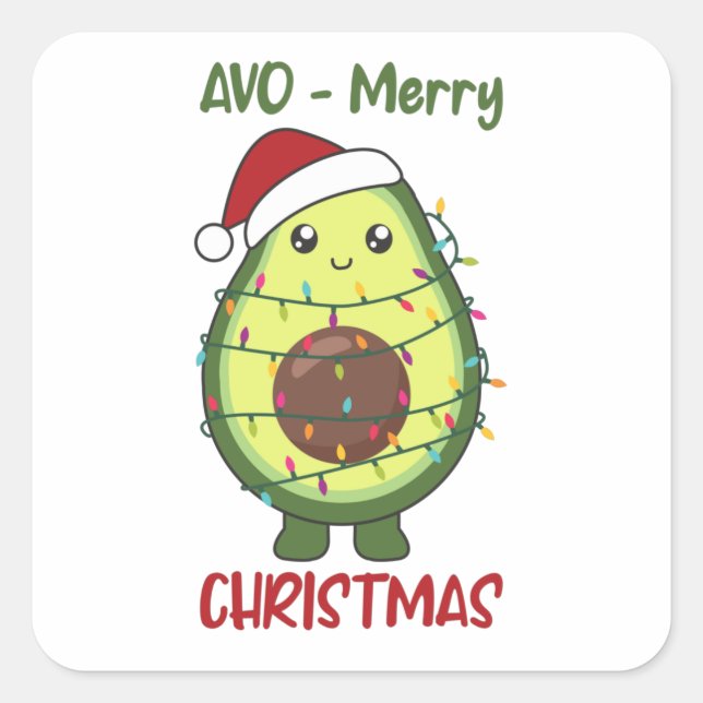 Avocado Christmas Lights Funny Avocados Square Sticker (Front)