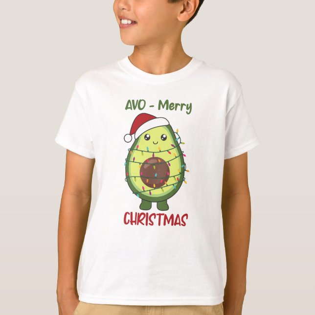 Avocado Christmas Lights Funny Avocados T-Shirt (Front)