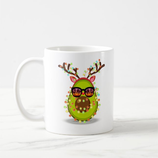 Avocado Christmas Tree Lights Christmas Summer Coffee Mug (Left)