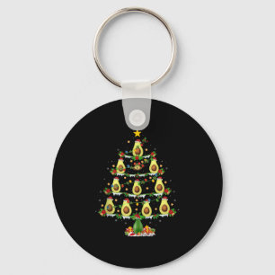 Avocado Christmas Tree Lights Funny Avocado Xmas T Key Ring