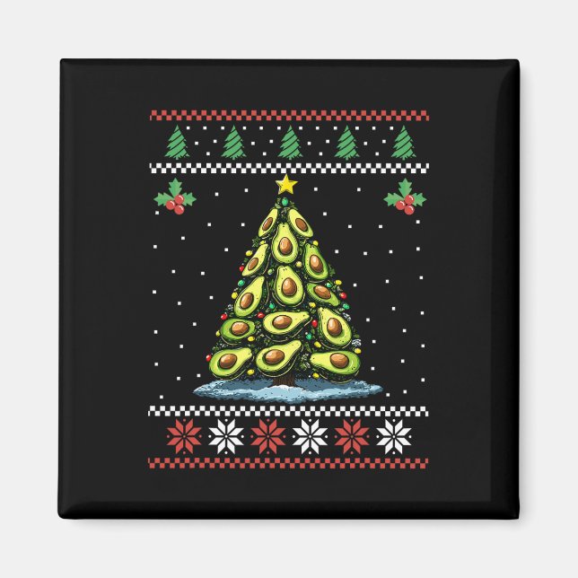Avocado Christmas Tree Ugly Christmas Sweater Xmas Magnet (Front)