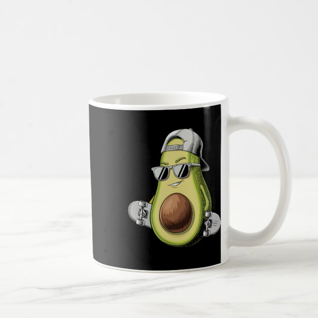 Avocado Cool Skateboarding Avocado With Cap  Coffee Mug (Right)
