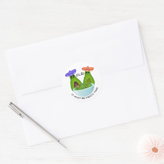 Avocado Couple and Guacamole Classic Round Sticker (Envelope)