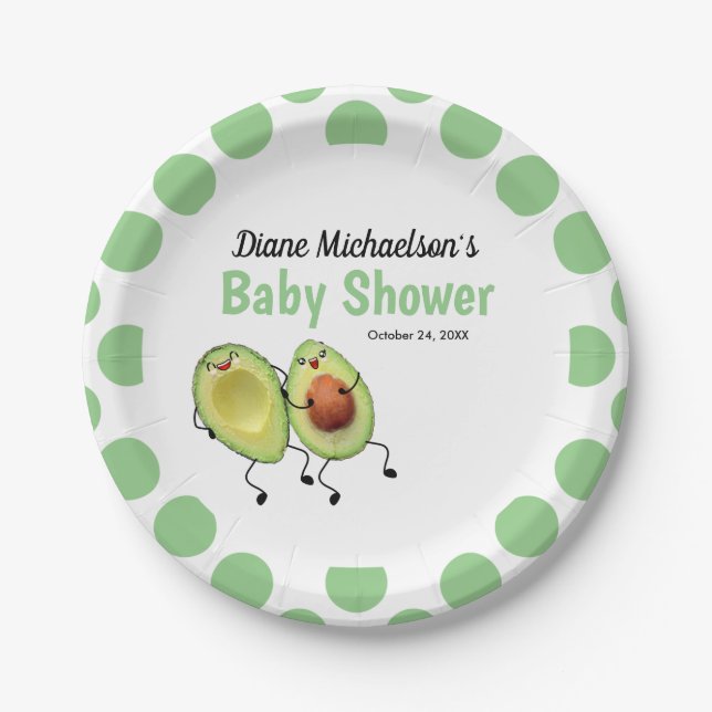 Avocado Couple Baby Shower Paper Plate (Front)