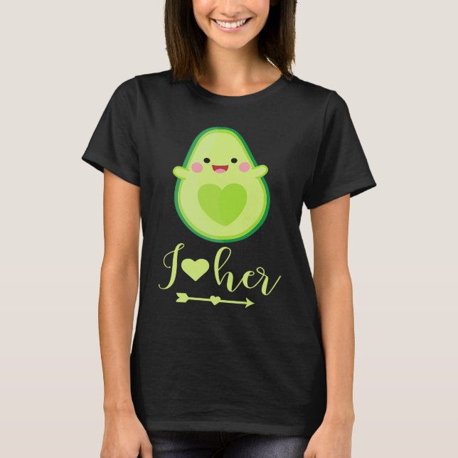Avocado Couple I Love You Partner Valentine's Day T-Shirt (Front)