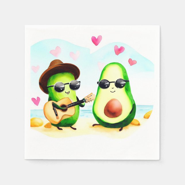 Avocado Couple Wedding  Napkin (Front)