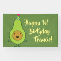 Avocado Cute 1st Birthday Party Banner Decor