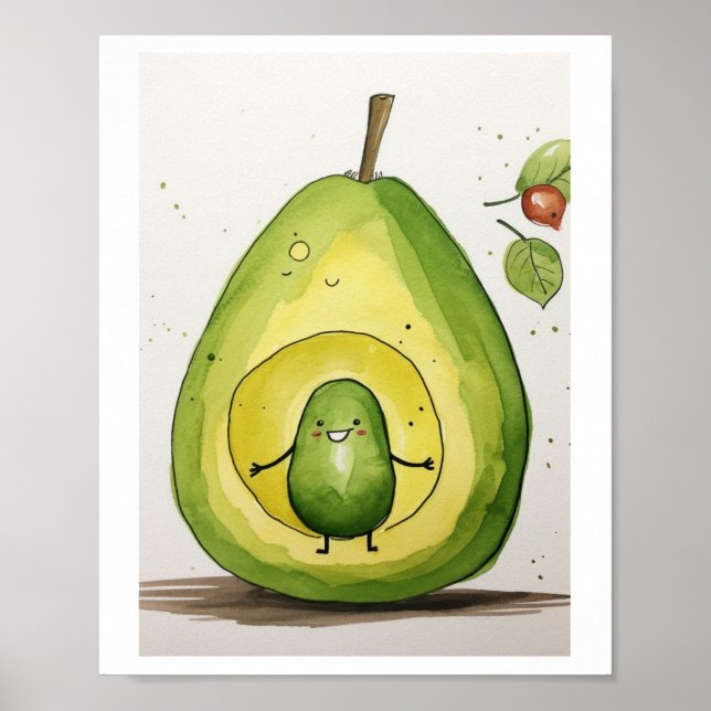 Avocado, cute baby avocado design poster (Front)