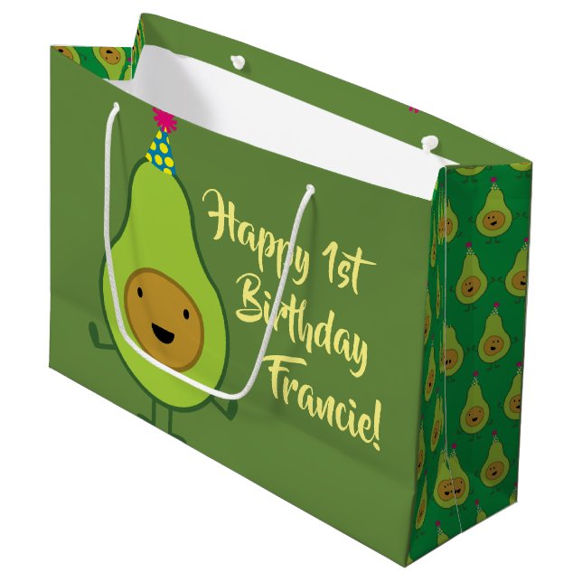 Avocado Cute Guacamole1st Birthday Gift Bag (Front Angled)