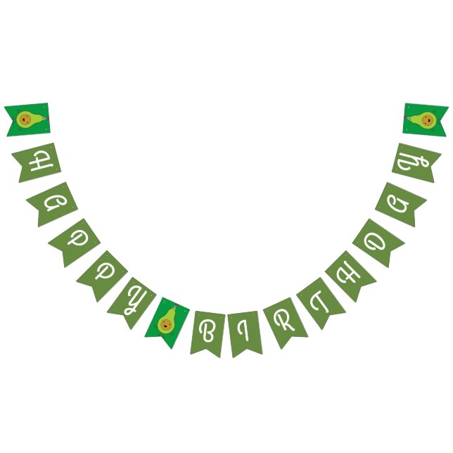 Avocado Cute Happy Birthday Bunting Banner (All)