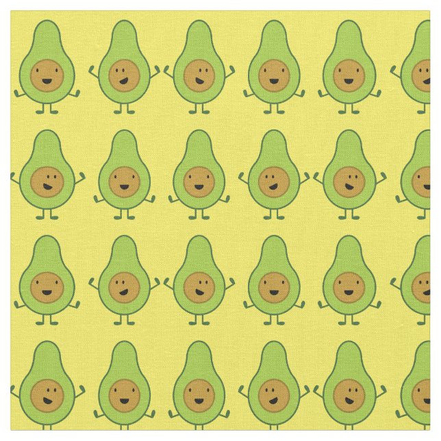 Avocado Cute Kids Cartoon Fabric (Close Up)