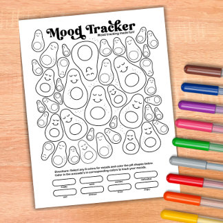 Avocado Cute Mood Tracker Daily Moods Tracking  Notepad