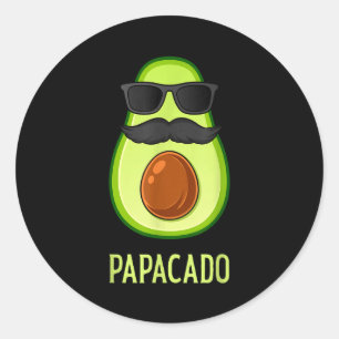 Avocado Dad Papacado Funny Daddy Father Avocado Classic Round Sticker