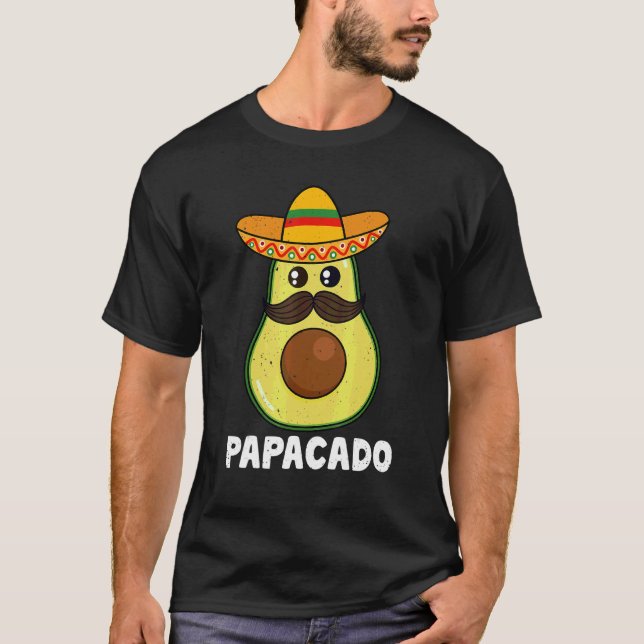 Avocado Dad Vegan Guacamole Papacado Sombrero Cinc T-Shirt (Front)