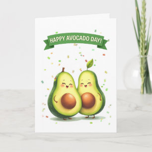 Avocado Day Cute Avocado Couple with Banner Card