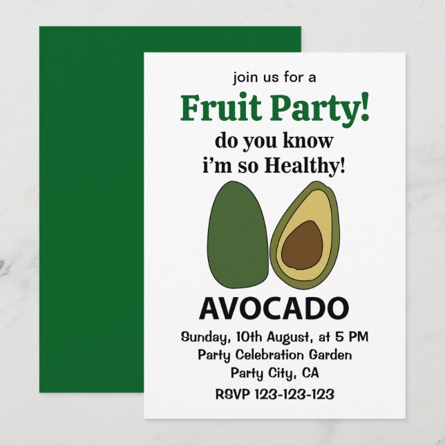 Avocado Do You Know I'm So Healthy Avocado Invitation (Front/Back)