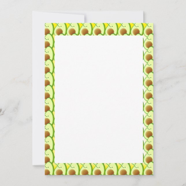 Avocado Drawing Border Blank Custom Text Invitation (Front)