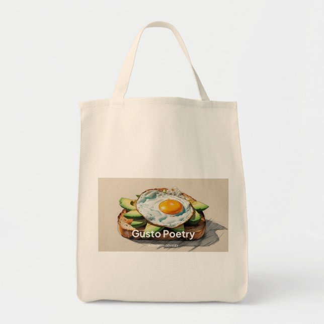 Avocado & Egg Toast Gusto Poetry Tote Bag (Front)