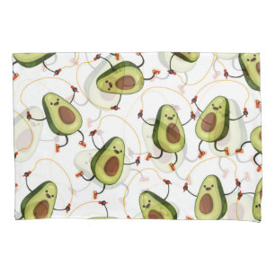 Avocado Fitness: Cute Vintage Pattern Pillowcase
