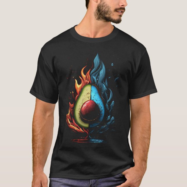 Avocado Flames Vegan Vegetarian Fruit Healthy Diet T-Shirt (Front)