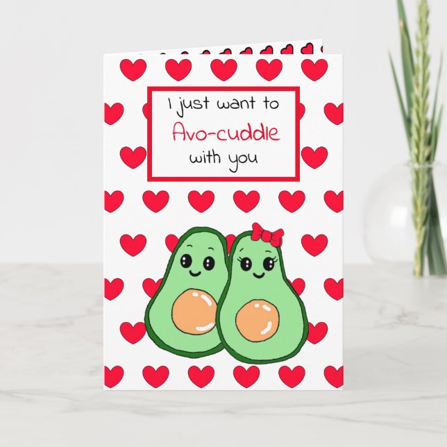Avocado Food Pun, Cute Happy Valentine's Day Card (Front)