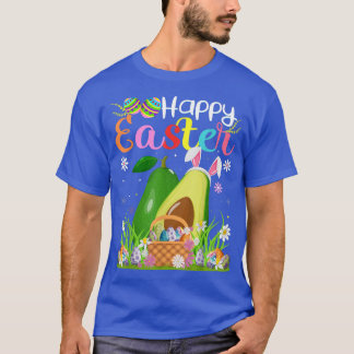 Avocado Fruit Bunny Egg Hunting Funny Avocado Happ T-Shirt