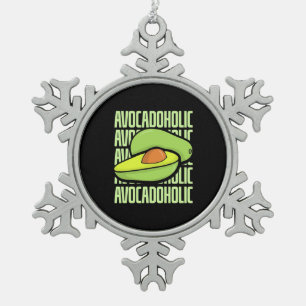 Avocado Fruit Food Snowflake Pewter Christmas Ornament