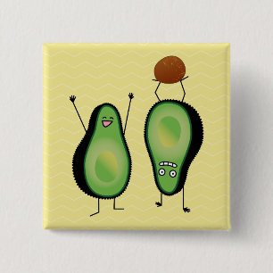 Avocado funny cheering handstand green pit 15 cm square badge