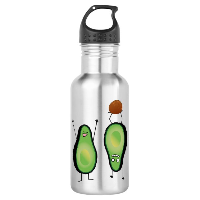 Avocado funny cheering handstand green pit 532 ml water bottle (Front)