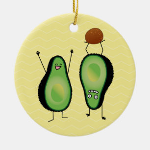 Avocado funny cheering handstand green pit ceramic tree decoration