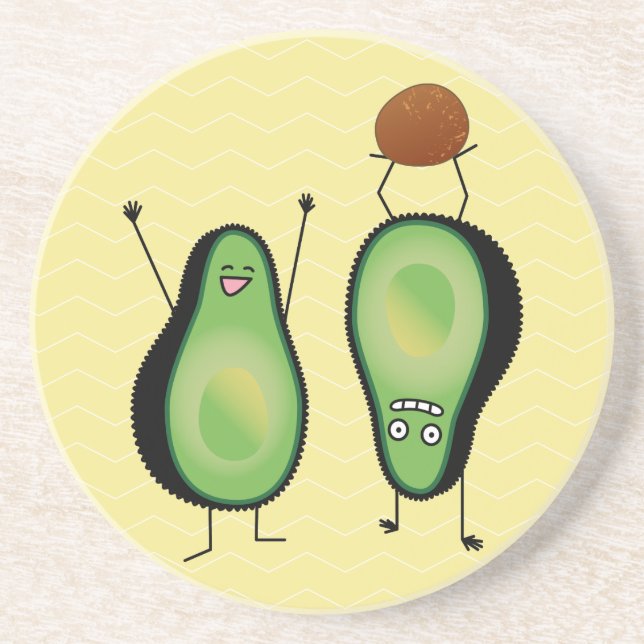 Avocado funny cheering handstand green pit coaster (Front)