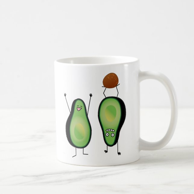Avocado funny cheering handstand green pit coffee mug (Right)