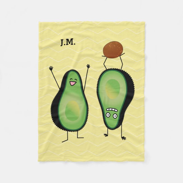 Avocado funny cheering handstand green pit fleece blanket (Front)