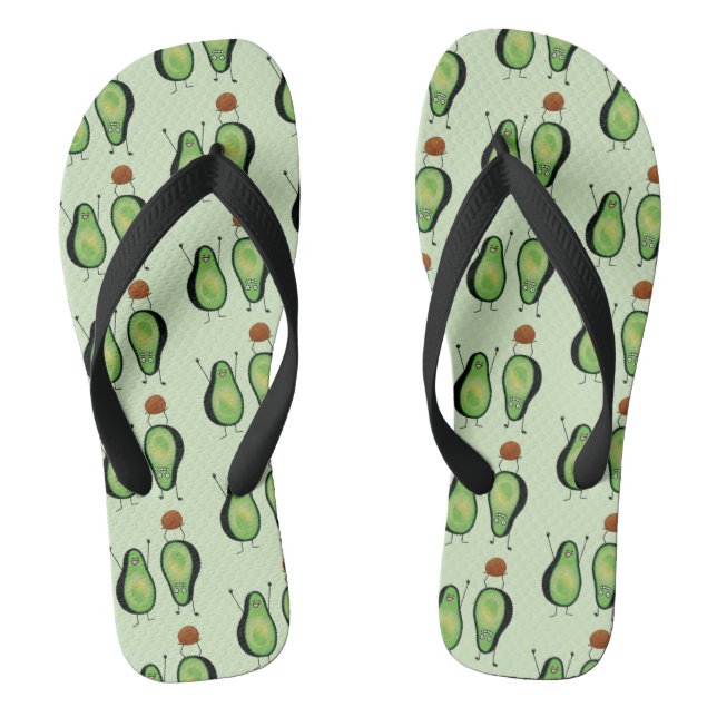 Avocado funny cheering handstand green pit flip flops (Footbed)