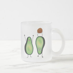 Avocado funny cheering handstand green pit frosted glass coffee mug