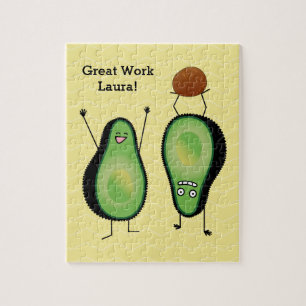 Avocado funny cheering handstand green pit jigsaw puzzle