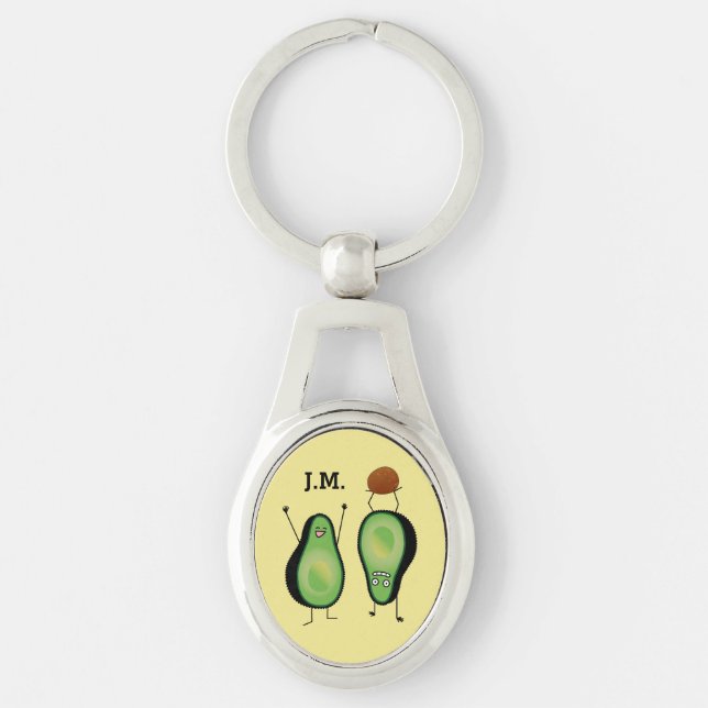 Avocado funny cheering handstand green pit key ring (Front)