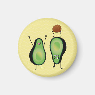 Avocado funny cheering handstand green pit magnet