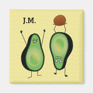 Avocado funny cheering handstand green pit magnet