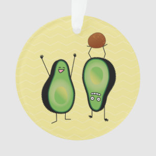 Avocado funny cheering handstand green pit ornament
